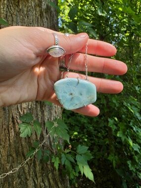 Handcrafted Light Blue Larimar Pendant Necklace